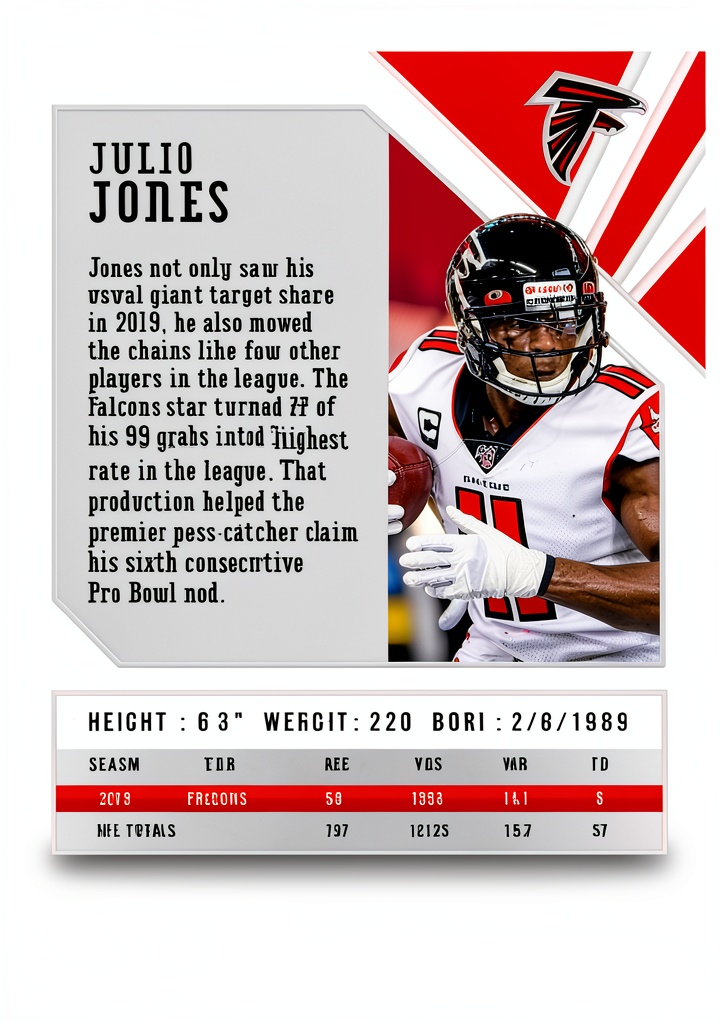 Julio Jones trading card displayed in a collector's album