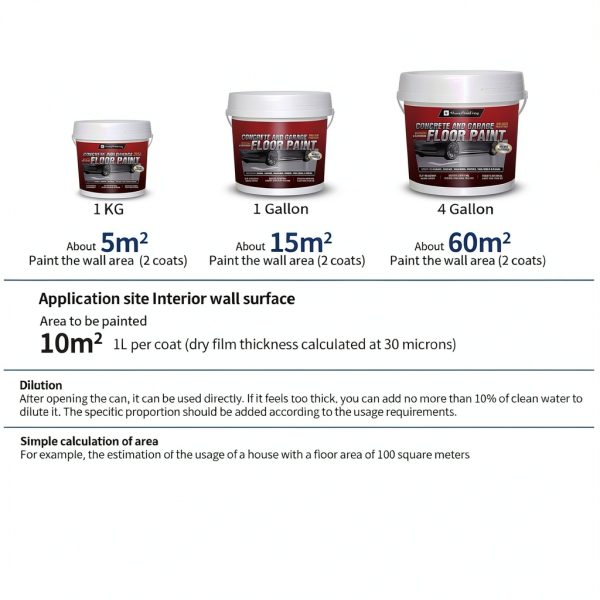 Epoxy Floor Coating Sea Gray 1 Gallon by YOA - Scratch-Resistant VOC-4