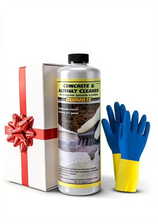 Quikrete Concrete Cleaner 1qt Bundle with Gloves Drive Stain Remover-4