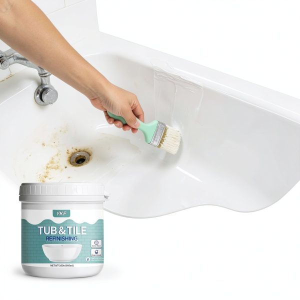 Tub and Tile Refinishing Kit - White Bathtub Paint for Bathroom & Kitchen - Odorless DIY Ceramic Tile Resurfacing for Sinks, Showers, Countertops and Wall Tiles - Waterproof & Semi-Gloss Finish (16 oz)-1