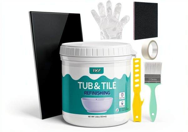 Tub and Tile Refinishing Kit YKF Black Water‑Based Polyurethane 16 oz-0