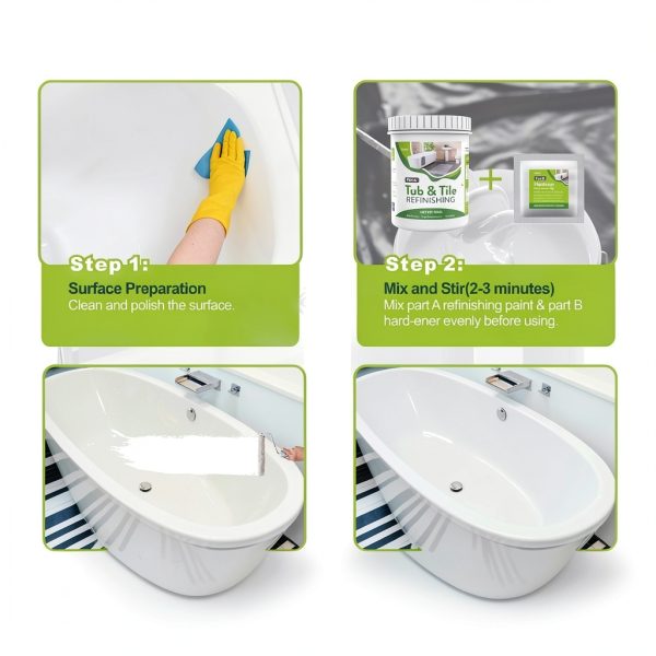 White Tub and Tile Paint 35oz Full Kit Semi‑Gloss Low Odor Fast Dry-4