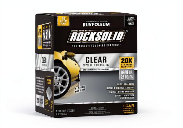 ROCKSOLID FLOORS Rust-Oleum 282829 RockSolid Polycuramine 1 Car Garage Floor Top Coating Kit, High Gloss Clear-1