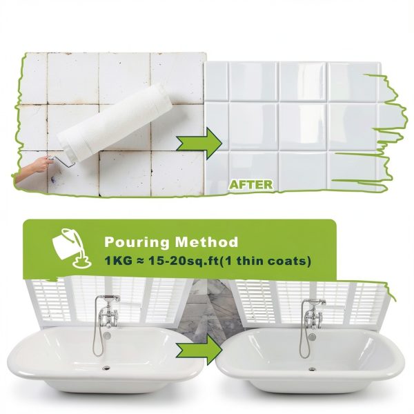 White Tub and Tile Paint 35oz Full Kit Semi‑Gloss Low Odor Fast Dry-3