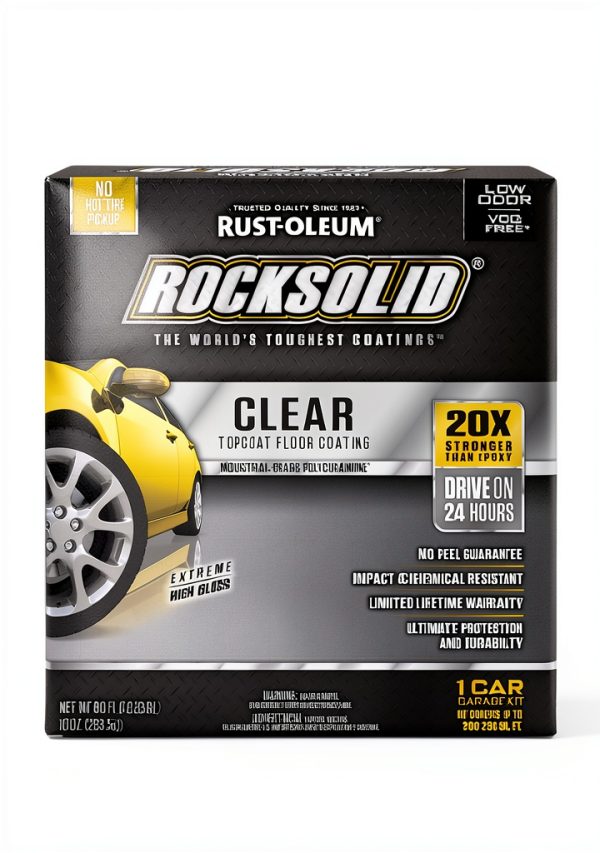 ROCKSOLID FLOORS Rust-Oleum 282829 RockSolid Polycuramine 1 Car Garage Floor Top Coating Kit, High Gloss Clear-0